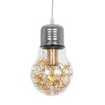 LAMP Μοντέρνο Κρεμαστό Φωτιστικό Οροφής με Ντουί 1 x E27 AC 220-240V IP20 - Διάφανο, Χρυσό & Ασημί - Μ15 x Π15 x Υ27cm