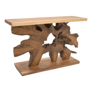 Κονσόλα Nasiol teak ξύλο φυσική απόχρωση 120x40x75εκ