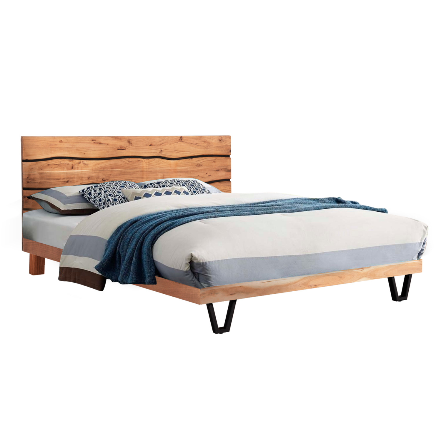 ΚΡΕΒΑΤΙ ALICIA ΜΕΤΑΛΛΟ-ΜΑΣΙΦ ΞΥΛΟ ΑΚΑΚΙΑΣ-ΑΝΟΙΧΤΟ ΦΥΣΙΚΟ-ΣΤΡΩΜΑ 160x200εκ