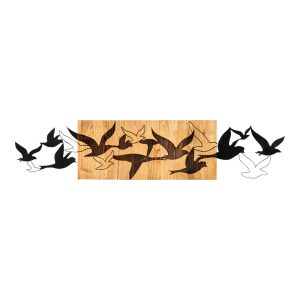 Διακοσμητικό τοίχου Excore ξύλο πεύκου σε φυσική απόχρωση με μαύρο μέταλλο 111x3x25εκ