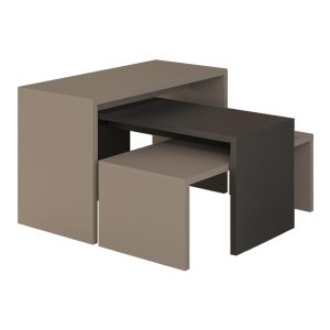 Τραπέζια σαλονιού Kantar σετ 3τεμ σε ανθρακί - μόκα απόχρωση 65x30x39εκ