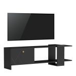 Έπιπλο τηλεόρασης Standi σε μαύρο-μαύρο μαρμάρου απόχρωση 120x25x36.8εκ