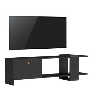 Έπιπλο τηλεόρασης Standi σε μαύρο-μαύρο μαρμάρου απόχρωση 120x25x36.8εκ