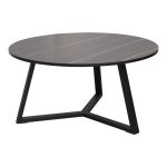 Τραπέζι σαλονιού Berton σε όψη μαρμάρου με μαύρο μέταλλο Φ80x40εκ