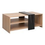 Τραπέζι σαλονιού Cozeto σε φυσική απόχρωση με όψη μαρμάρου 100x53x41.5εκ