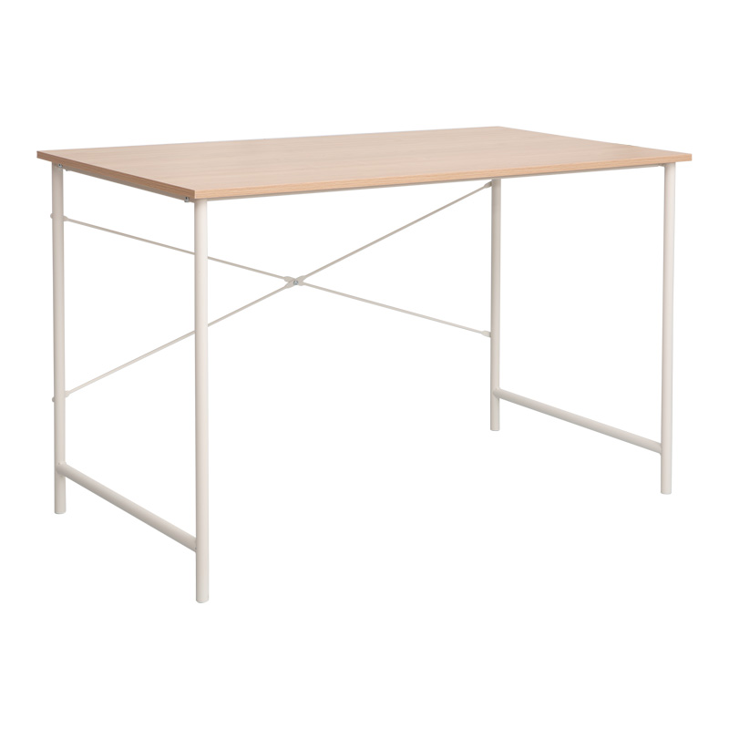 Γραφείο εργασίας Senzia σε φυσική απόχρωση με λευκό μέταλλο 120x60x75εκ