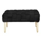 Σκαμπό Wenzo βελούδο σε μαύρη απόχρωση 82x43x46εκ