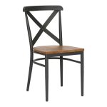 Καρέκλα Ferona σκελετός ανθρακί μέταλλο με rubberwood σε φυσική απόχρωση 52.5x44.5x84εκ -Τιμή Σετ 2 τεμ.