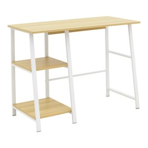 Γραφείο εργασίας Ferje με ράφια mdf σε φυσική-λευκή απόχρωση 100x48x75εκ