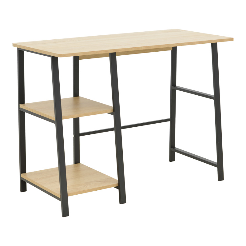 Γραφείο εργασίας Ferje με ράφια mdf σε φυσική με μαύρη απόχρωση 100x48x75εκ