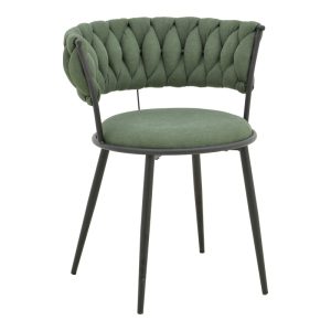 Πολυθρόνα Alkia I ύφασμα σε χακί απόχρωση- πόδι μαύρο μέταλλο 57x58.5x72εκ -Τιμή Σετ 2 τεμ.