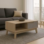 Τραπέζι σαλονιού Judas σε μπεζ μαρμάρου-sonoma απόχρωση 90x45x38.5εκ