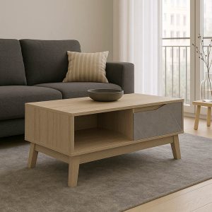 Τραπέζι σαλονιού Judas σε μπεζ μαρμάρου-sonoma απόχρωση 90x45x38.5εκ