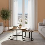 Τραπέζια σαλονιού Solme I 2τεμ σε oak απόχρωση με μαύρα μεταλλικά πόδια