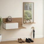 Έπιπλο εισόδου με καθρέπτη Miranda σε λευκή-oak απόχρωση 60x30x89.5εκ