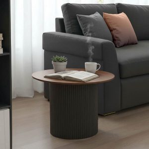 Τραπέζι σαλονιού Dovel mdf σε καρυδί-μαυρη απόχρωση Φ70x45εκ