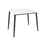 Τραπέζι Gustas λευκό μαρμάρου sintered stone-μαύρο μέταλλο 80x80x76εκ