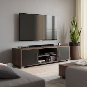 Έπιπλο τηλεόρασης Serank σε oak-ανθρακί απόχρωση 120x40x40εκ