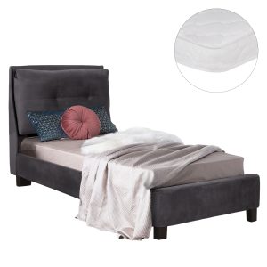 ΚΡΕΒΑΤΙ ΜΕ ΣΤΡΩΜΑ RILEY ΓΚΡΙ ΒΕΛΟΥΔΟ--ΓΙΑ 90x200εκ