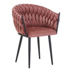 Πολυθρόνα Vivian σάπιο μήλο βελούδο-πόδι μαύρο μέταλλο 61x55x80εκ -Τιμή Σετ 2 τεμ.