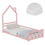 ΚΡΕΒΑΤΙ ΠΑΙΔΙΚΟ ΜΕ ΣΤΡΩΜΑ HOUSER ΞΥΛΟ ΠΕΥΚΟΥ ΣΕ ΡΟΖ--ΣΤΡΩΜΑ 90x190εκ