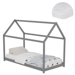 ΚΡΕΒΑΤΙ ΠΑΙΔΙΚΟ ΜΕ ΣΤΡΩΜΑ PEPE ΞΥΛΟ ΠΕΥΚΟΥ ΣΕ ΓΚΡΙ--ΣΤΡΩΜΑ 90x190εκ