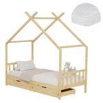 ΚΡΕΒΑΤΙ ΠΑΙΔΙΚΟ ΜΕ ΣΤΡΩΜΑ KLARICE ΞΥΛΟ ΠΕΥΚΟΥ ΣΕ ΦΥΣΙΚΟ--ΣΤΡΩΜΑ 90x190εκ