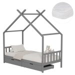 ΚΡΕΒΑΤΙ ΠΑΙΔΙΚΟ ΜΕ ΣΤΡΩΜΑ KLARICE ΞΥΛΟ ΠΕΥΚΟΥ ΣΕ ΓΚΡΙ--ΣΤΡΩΜΑ 90x190εκ