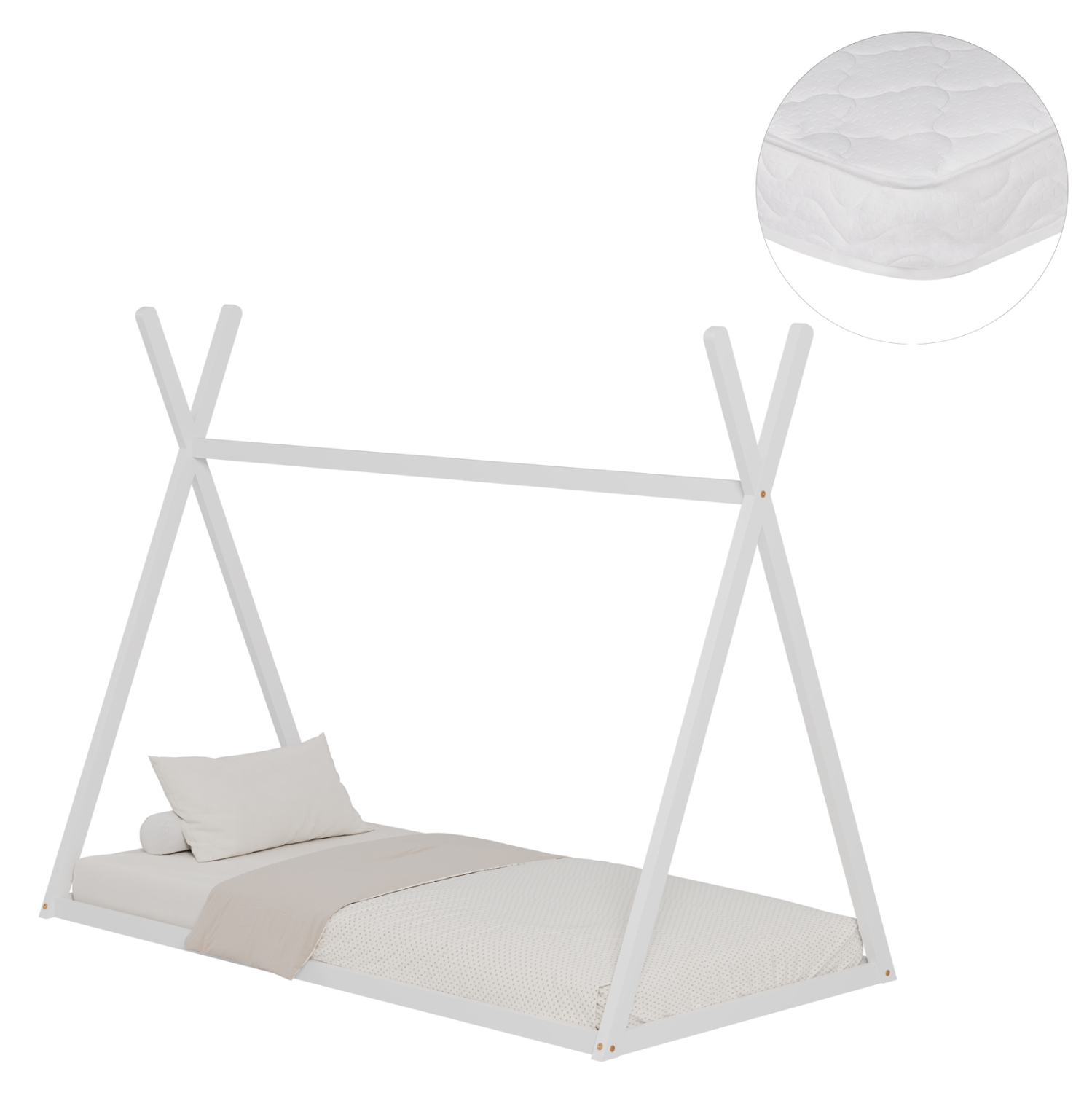 ΚΡΕΒΑΤΙ ΠΑΙΔΙΚΟ ΜΕ ΣΤΡΩΜΑ MUNK ΞΥΛΟ ΠΕΥΚΟΥ ΣΕ ΛΕΥΚΟ--ΣΤΡΩΜΑ 90x190εκ