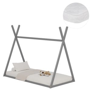 ΚΡΕΒΑΤΙ ΠΑΙΔΙΚΟ ΜΕ ΣΤΡΩΜΑ MUNK ΞΥΛΟ ΠΕΥΚΟΥ ΣΕ ΓΚΡΙ--ΣΤΡΩΜΑ 90x190εκ