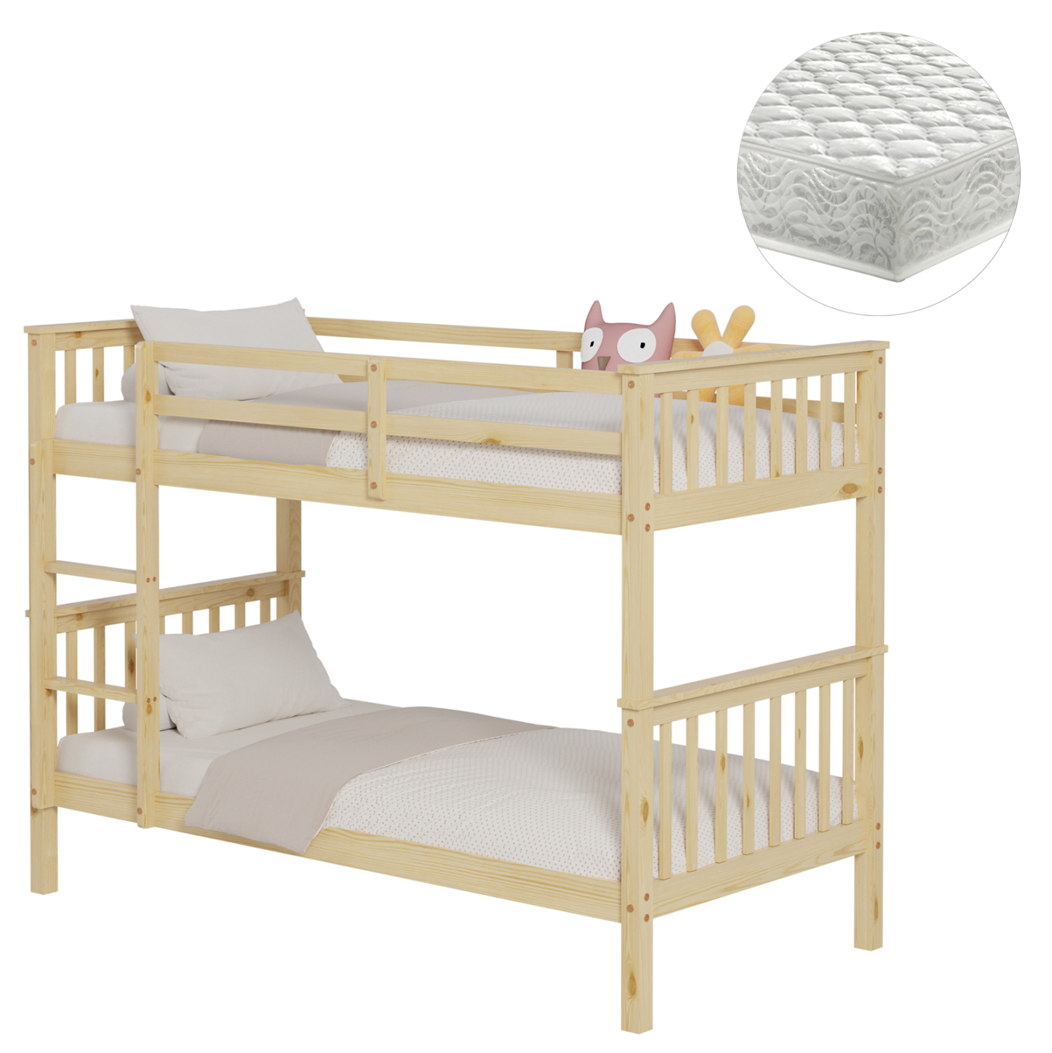 ΚΟΥΚΕΤΑ ΠΑΙΔΙΚΗ ΜΕ 2 ΣΤΡΩΜΑΤΑ LANTAI ΞΥΛΟ ΠΕΥΚΟΥ ΦΥΣΙΚΟ--ΣΤΡΩΜΑΤΑ 90x190εκ