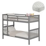 ΚΟΥΚΕΤΑ ΠΑΙΔΙΚΗ ΜΕ 2 ΣΤΡΩΜΑΤΑ LANTAI ΞΥΛΟ ΠΕΥΚΟΥ ΓΚΡΙ--ΣΤΡΩΜΑΤΑ 90x190εκ