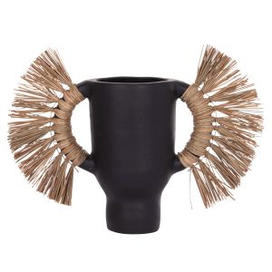 ΕΠΙΤΡΑΠΕΖΙΟ ΔΙΑΚΟΣΜΗΤΙΚΟ ΒΑΖΟ ALICA ΜΑΥΡΗ ΤΕΡΑΚΟΤΑ & GRASS--55x19x34Υεκ