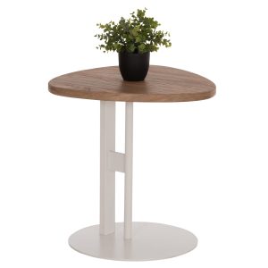 ΒΟΗΘΗΤΙΚΟ ΤΡΑΠΕΖΙ ΟΒΑΛ ALPER MDF SONAMA--ΜΕΤΑΛΛΟ ΛΕΥΚΟ 50x50x51Υεκ.