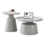 ΣΕΤ 2 ΤΡΑΠΕΖΙΑ ΣΑΛΟΝΙΟΥ RINKON2 ΜΕΤΑΛΛΟ ΣΕ ΓΚΡΙ Φ50εκ & Φ70εκ