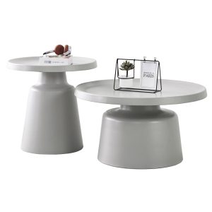 ΣΕΤ 2 ΤΡΑΠΕΖΙΑ ΣΑΛΟΝΙΟΥ RINKON2 ΜΕΤΑΛΛΟ ΣΕ ΓΚΡΙ Φ50εκ & Φ70εκ