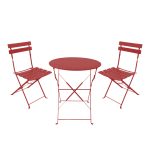 Τραπεζαρία Bistro σετ 3τεμ μεταλλική αναδιπλούμενη σε terracotta απόχρωση Φ60x71εκ