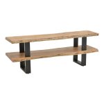 Έπιπλο τηλεόρασης Fuji μασίφ ξύλο ακακίας σε φυσική απόχρωση με μαύρα μεταλλικά πόδια 140x40x52εκ