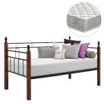 ΚΑΝΑΠΕΣ ΚΡΕΒΑΤΙ ΜΕ ΣΤΡΩΜΑ REVEN ΜΕΤΑΛΛΟ & ΞΥΛΟ ΣΕ DIRTY OAK--ΣΤΡΩΜΑ 90Χ190εκ