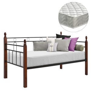 ΚΑΝΑΠΕΣ ΚΡΕΒΑΤΙ ΜΕ ΣΤΡΩΜΑ REVEN ΜΕΤΑΛΛΟ & ΞΥΛΟ ΣΕ DIRTY OAK--ΣΤΡΩΜΑ 90Χ190εκ