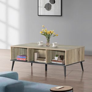 Τραπέζι σαλονιού Zezan σε sonoma-ανθρακί απόχρωση 121x60x44.5εκ