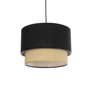 BIGGIE Μοντέρνο Κρεμαστό Φωτιστικό Οροφής με Ντουί 1 x E27 AC 220-240V IP20 - Μαύρο & Μπεζ - Μ30 x Π30 x Υ23,5cm