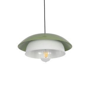 AURA Μοντέρνο Κρεμαστό Φωτιστικό Οροφής με Ντουί 1 x E27 AC 220-240V IP20 - Πράσινο & Λευκό - Μ31 x Π31 x Υ27cm
