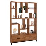 ΒΙΒΛΙΟΘΗΚΗ ROMULUS ΑΝΑΚΥΚΛΩΜΕΝΟ ΞΥΛΟ ΤΕΑΚ ΜΕ 2 ΣΥΡΤΑΡΙΑ 140x30x210,5Yεκ.