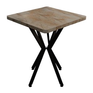 Τραπέζι Prestone λευκό μαρμάρου μαύρο μέταλλο 70x70x75εκ