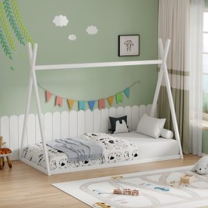 Παιδικό κρεβάτι Lilly Montessori ξύλο πεύκου λευκό 90x190εκ