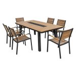 ΣΕΤ τραπεζαρίας αλουμινίου 200x100x75 εκ. 6 πολυθρόνες 55x59x85