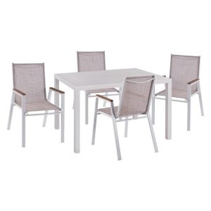 ΣΕΤ 5 ΤΜΧ ΑΛΟΥΜΙΝΙΟΥ ΜΕ ΤΡΑΠΕΖΙ 120x80x75,5Υ ΛΕΥΚΟ