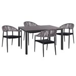 ΣΕΤ 5 τμχ αλουμινίου τραπέζι 140x80x75,5 & 4 πολυθρόνες 56x55x76