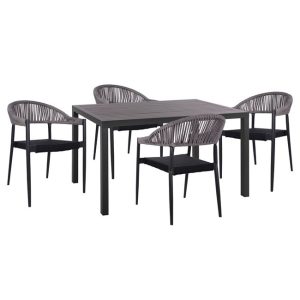 ΣΕΤ 5 τμχ αλουμινίου τραπέζι 140x80x75,5 & 4 πολυθρόνες 56x55x76
